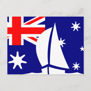 Australia Flag Sailing Boat Nautical Postcard