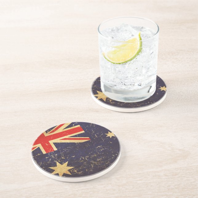 Australia Flag Vintage Design Coaster (Side)