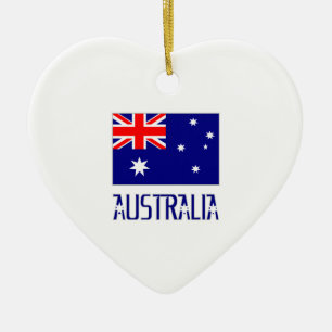 Australia Flag & Word Ceramic Ornament