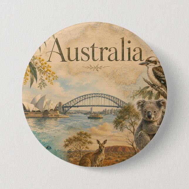 Australia  for lovers of Australia  3 Inch Round Button (Front)