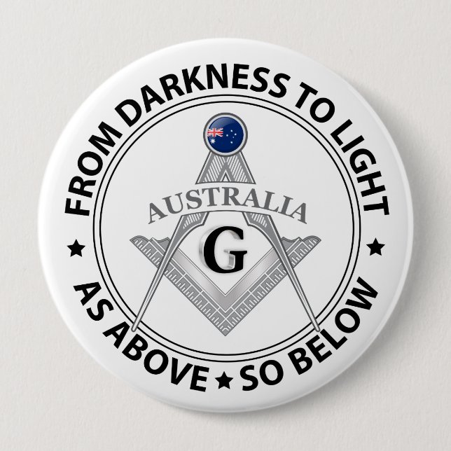 Australia freemasonry sign 4 inch round button (Front)