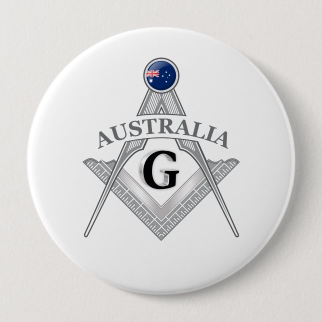 Australia freemasonry sign 4 inch round button (Front)