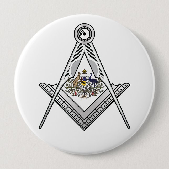 Australia freemasonry sign 4 inch round button (Front)