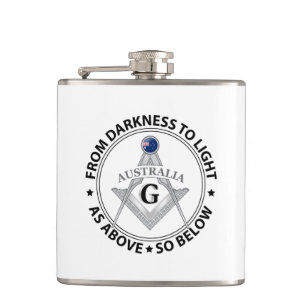 Australia freemasonry sign hip flask