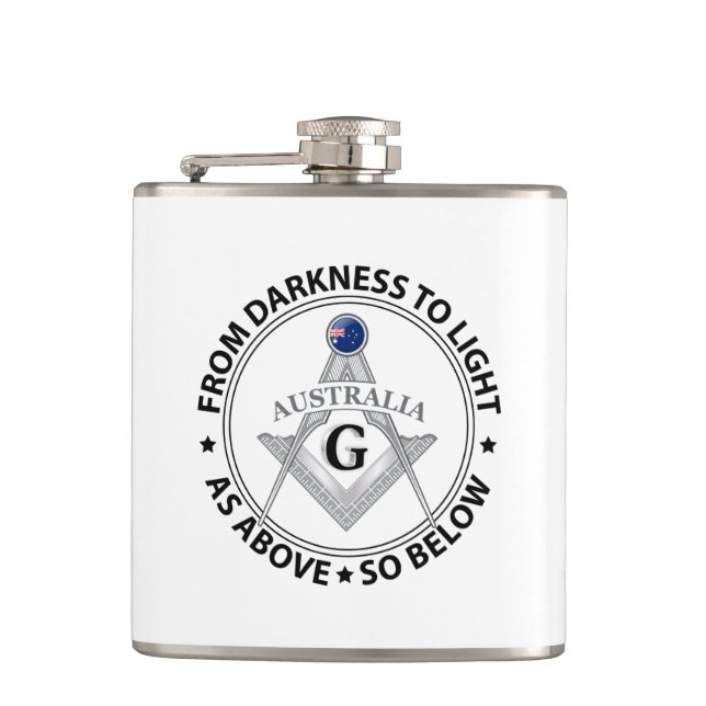 Australia freemasonry sign hip flask (Front)