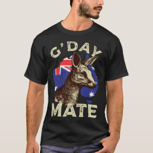 Australia G day Mate Kangaroo Aussie Australian Fl T-Shirt