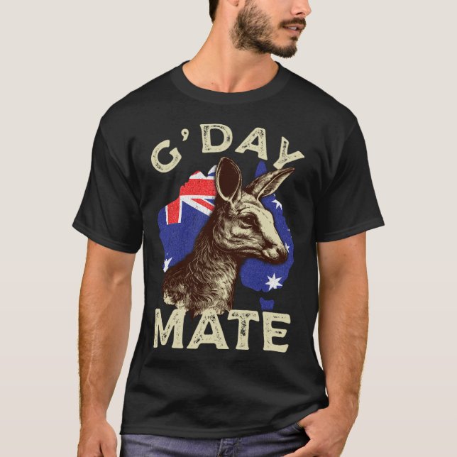 Australia G day Mate Kangaroo Aussie Australian Fl T-Shirt (Front)