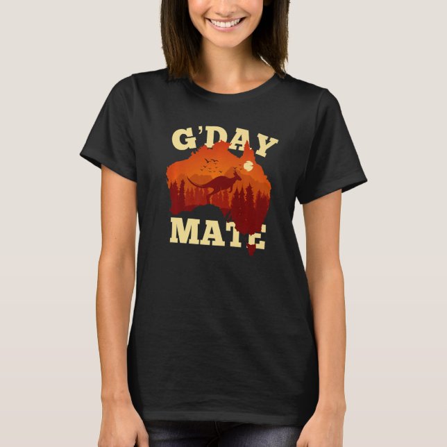 Australia G'Day Mate  Australian Flag Aussie Map 1 T-Shirt (Front)