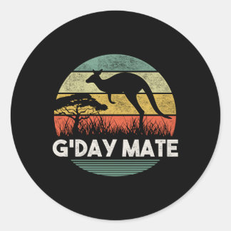 Australia G'Day Mate Kangaroo Australian Classic Round Sticker