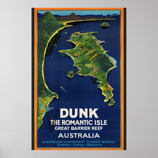 Australia Great Barrier Reef Vintage Travel Poster (Front)