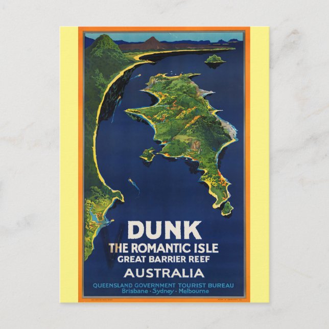 Australia Great Barrier Reef Vintage Travel Poster Postcard (Front)