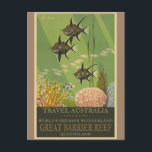 Australia Great Barrier Reef Vintage Travel Poster Postcard<br><div class="desc">Anyone would love to receive this retro postcard featuring a vintage travel poster illustration of the Great Barrier Reef in Queensland,  Australia!</div>