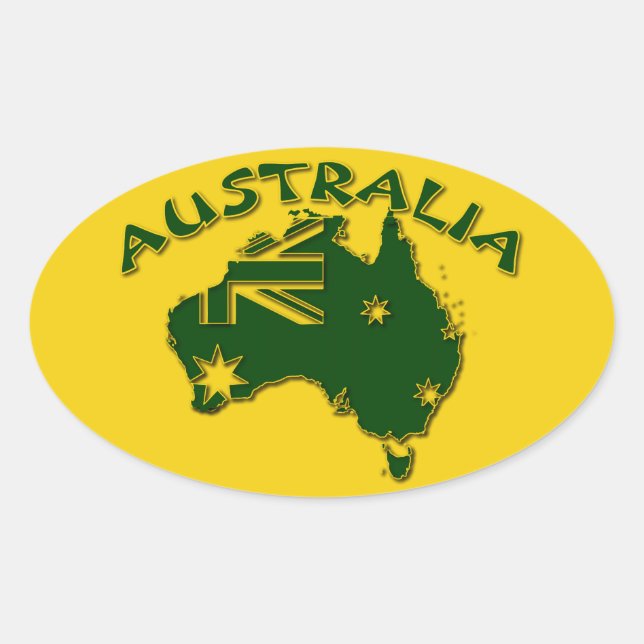 Australia green and gold oval sticker (Front)