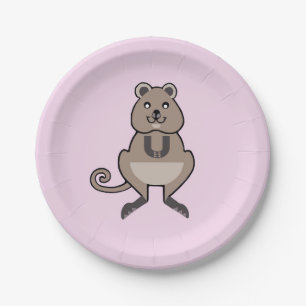 Australia - Happy QUOKKA - Nature - Pink Party Paper Plate