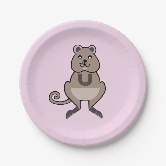 Australia - Happy QUOKKA - Nature - Pink Party Paper Plate (Front)