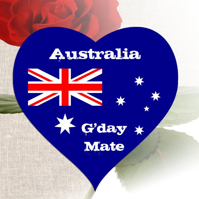 Australia Heart, G'day Mate, Australian Flag Heart Sticker (Creator Uploaded)