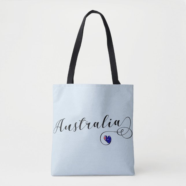 Australia Heart Grocery Bag, Australian Tote Bag (Front)