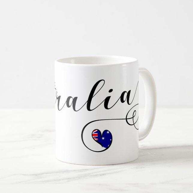 Australia Heart Mug, Australian Flag Coffee Mug (Front Right)