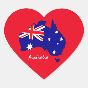 Australia Heart Sticker, Map, Australian Flag Sticker