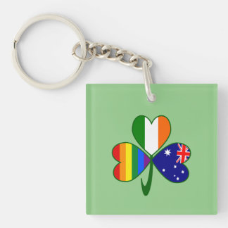Australia Ireland Gay Pride Shamrock Keychain