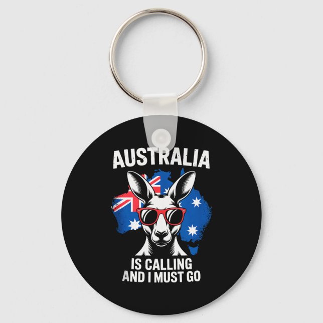Australia Is Calling And I Must Go Kangaroo Outbac Keychain (Front)