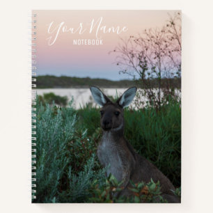 Australia Kangaroo Animal Wildlife Sunset Nature Notebook