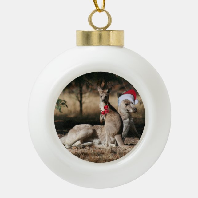 Australia Kangaroo Christmas Ceramic Ball Christmas Ornament (Front)