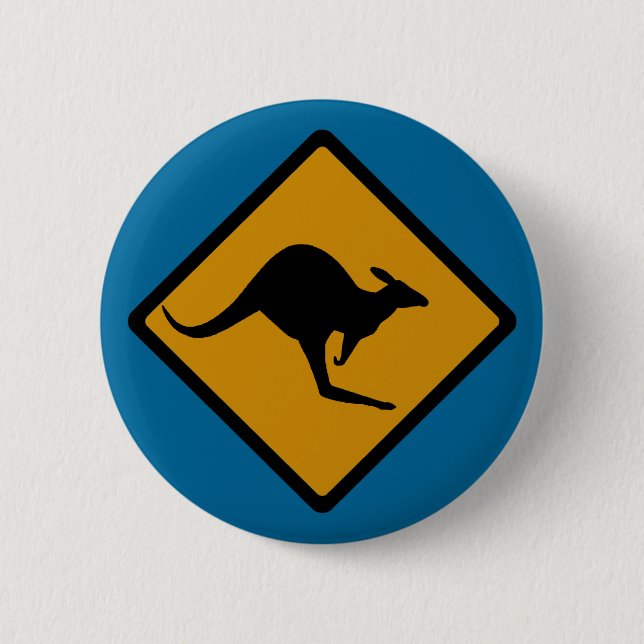 Australia Kangaroo Crossing Sign 2 Inch Round Button (Front)