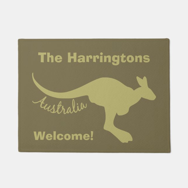 Australia Kangaroo custom text & colour door mat (Front)