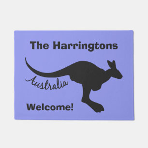 Australia Kangaroo custom text & colour door mat