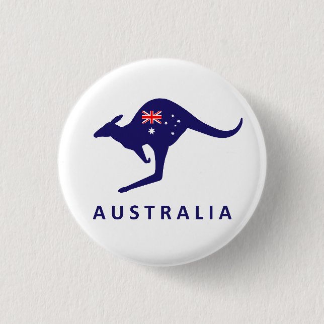 AUSTRALIA KANGAROO FLAG 1 INCH ROUND BUTTON (Front)