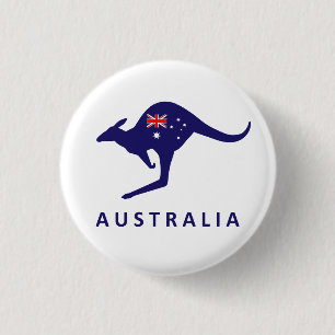 AUSTRALIA KANGAROO FLAG 1 INCH ROUND BUTTON