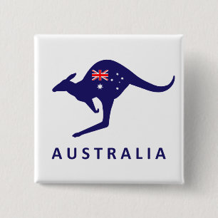 AUSTRALIA KANGAROO FLAG 2 INCH SQUARE BUTTON