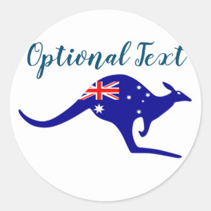 Australia Kangaroo & Flag Classic Round Sticker