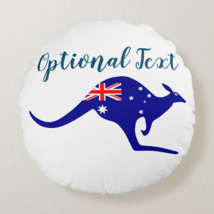 Australia Kangaroo & Flag Round Pillow