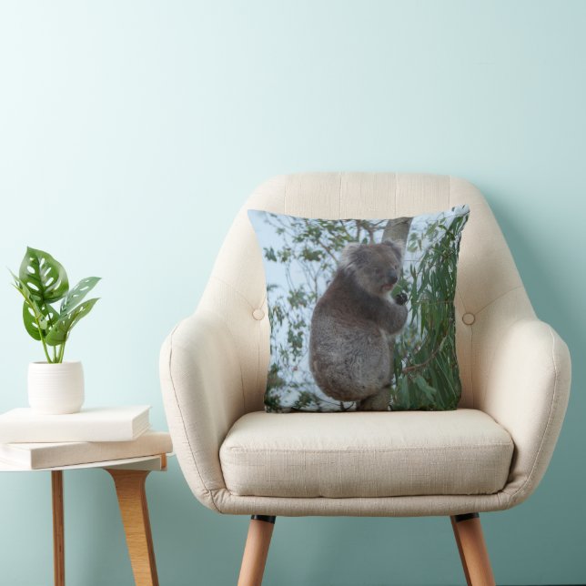 Australia Kangaroo Island Cute Koala in a Tree Throw Pillow (Chair)