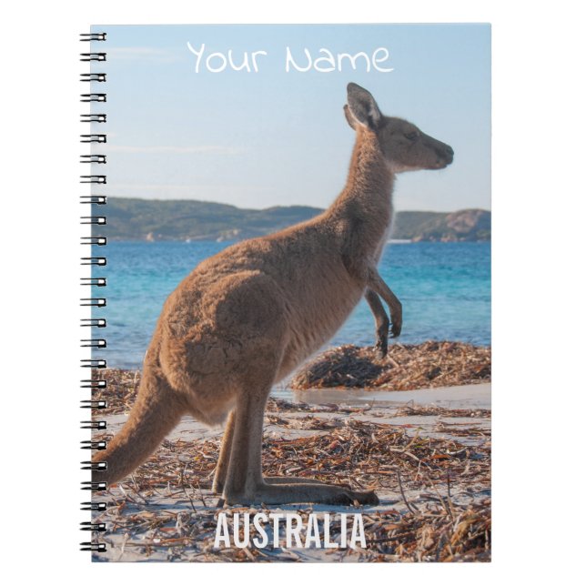 Australia Kangaroo on the Beach Photo Notebook (Front)