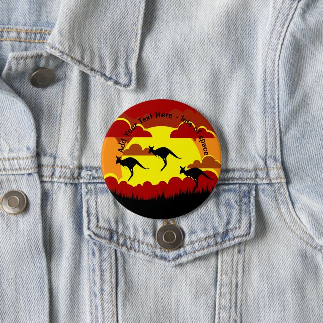 Australia Kangaroo Red Black Yellow Badge 3 Inch Round Button (In Situ)