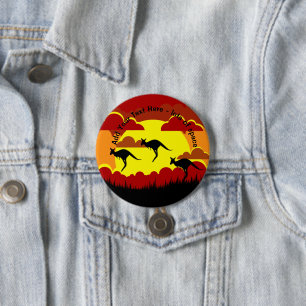 Australia Kangaroo Red Black Yellow Badge 3 Inch Round Button