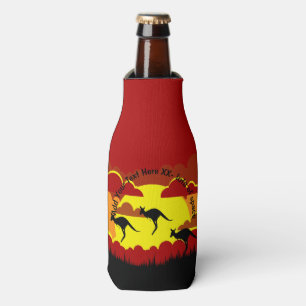 Australia Kangaroo Red Black Yellow Stubby Holder 