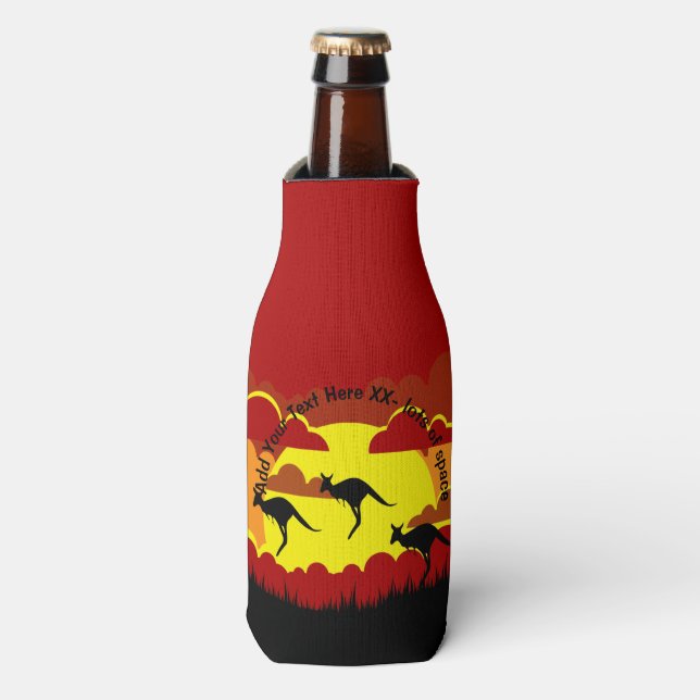 Australia Kangaroo Red Black Yellow Stubby Holder  (Bottle Front)