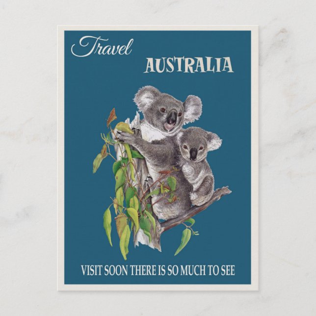 Australia Koala Bear Vintage Travel Poster Postcard (Front)
