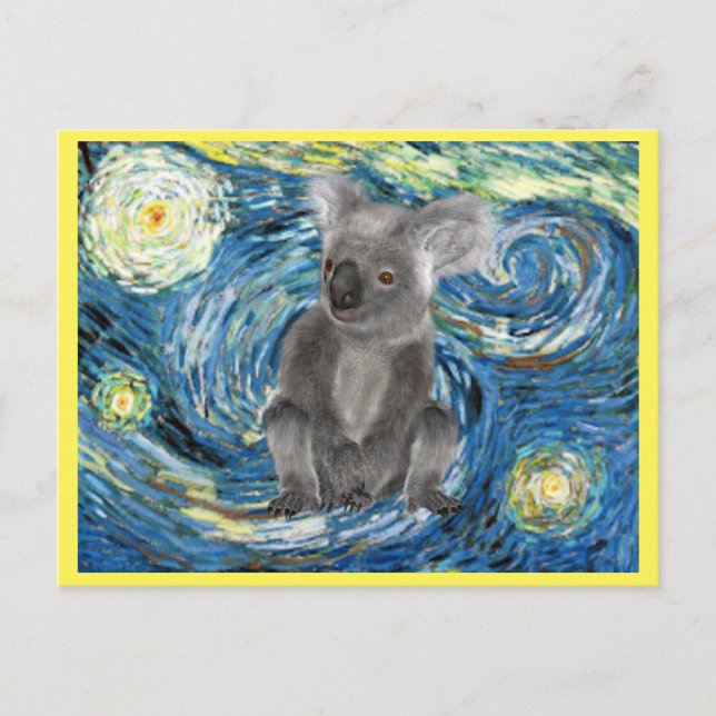 Australia Koala in Starry Night Spoof Postcard (Front)