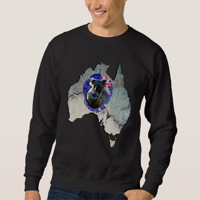 Australia Koala Lovers Design Map Print Distressed Sweatshirt (Front)