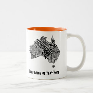 Australia Map Art Doodle Two-Tone Coffee Mug