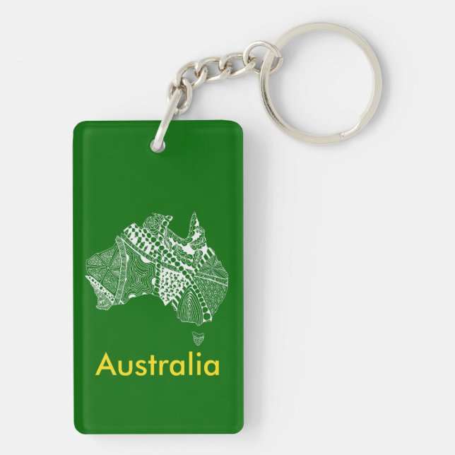 Australia Map Aussie Aussie Aussie Oi Oi Oi Keychain (Back)