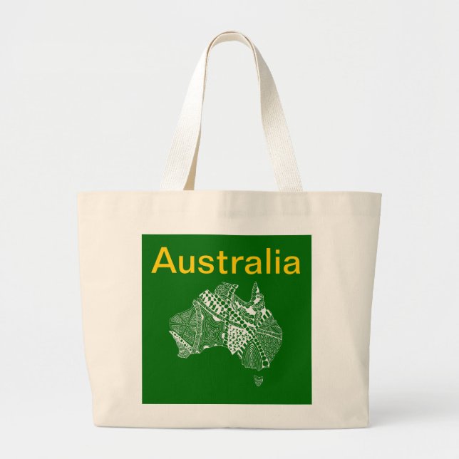 Australia Map Aussie Aussie Aussie Oi Oi Oi Large Tote Bag (Front)