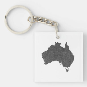 Australia Map Design with Hidden Borders Keychain
