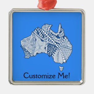 Australia Map Doodle Art Metal Ornament