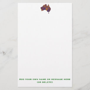 Australia Map Doodle Orange Purple Stationery